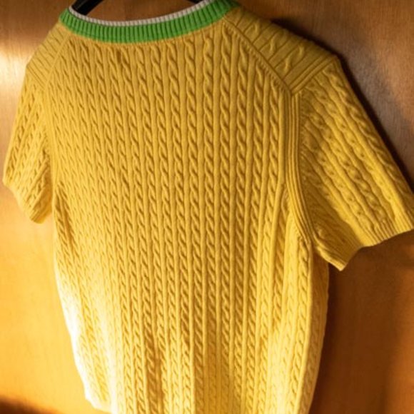 Y2K Tommy Hilfiger Yellow Cotton Blend Short Sleeves Blouse womens XL - Picture 10 of 11